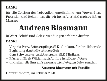 Traueranzeige von Andreas Blasmann 
