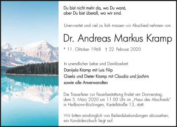 Traueranzeige von Andreas Markus Kramp 