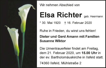 Traueranzeige von Elsa Richter 