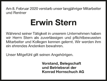 Traueranzeige von Erwin Stern 