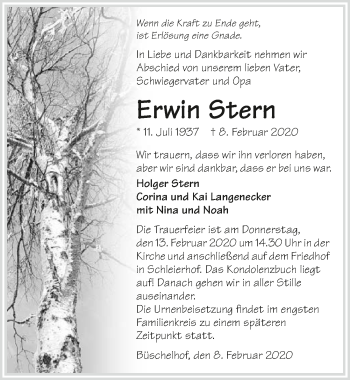 Traueranzeige von Erwin Stern 