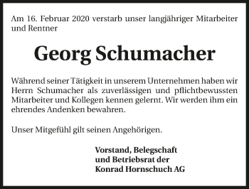 Traueranzeige von Georg Schumacher 
