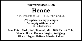 Traueranzeige von Henne  