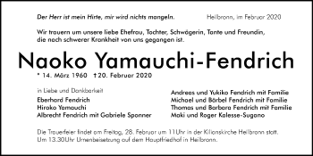 Traueranzeige von Naoko Yamauchi-Fendrich 
