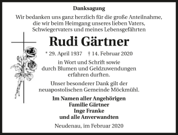 Traueranzeige von Rudi Gärtner 