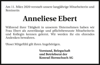 Traueranzeige von Anneliese Ebert 