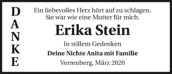 Traueranzeige von Erika Stein 
