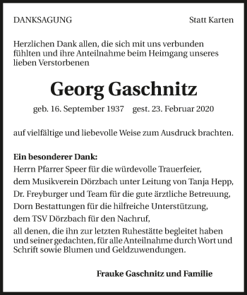 Traueranzeige von Georg Gaschnitz 