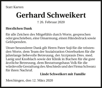 Traueranzeige von Gerhard Schweikert 