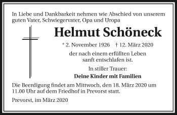 Traueranzeige von Helmut Schöneck 