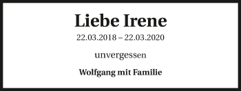 Traueranzeige von Irene Riedle 