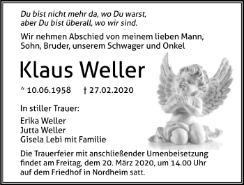 Traueranzeige von Klaus Weller 