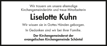 Traueranzeige von Liselotte Kuhn 