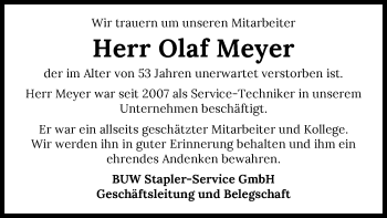 Traueranzeige von Olaf Meyer 