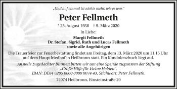 Traueranzeige von Peter Fellmeth 