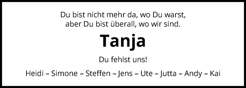  Traueranzeige für Tanja Häcker vom 03.03.2020 aus 