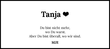 Traueranzeige von Tanja Häcker 