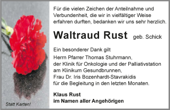 Traueranzeige von Waltraud Rust 