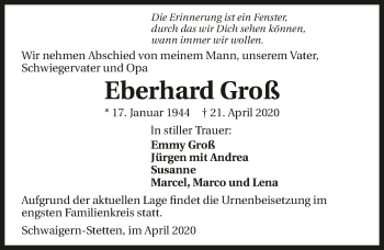 Traueranzeige von Eberhard Groß 