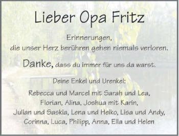 Traueranzeige von Fritz Megerle 