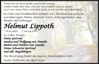 Traueranzeige von Helmut Lippoth 