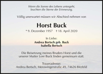 Traueranzeige von Horst Buck 