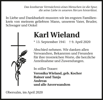Traueranzeige von Karl Wieland 