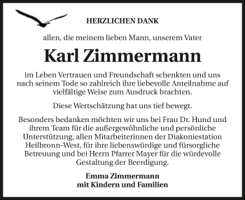 Traueranzeige von Karl Zimmermann 