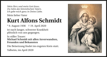 Traueranzeige von Kurt Alfons Schmidt 