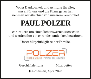 Traueranzeige von Paul Polzer 