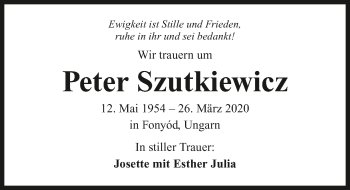 Traueranzeige von Peter Szutkiewicz 