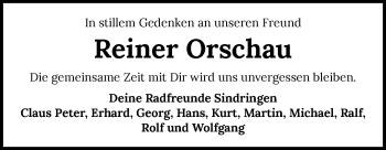 Traueranzeige von Reiner Orschau 