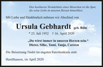 Traueranzeige von Ursula Gebhardt 