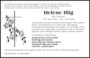 Traueranzeige von Helene Illig 