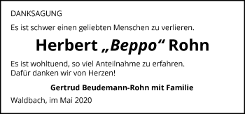 Traueranzeige von Herbert Rohn 