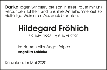 Traueranzeige von Hildegard Fröhlich 