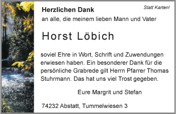 Traueranzeige von Horst Löbich 