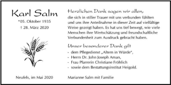 Traueranzeige von Karl Salm 