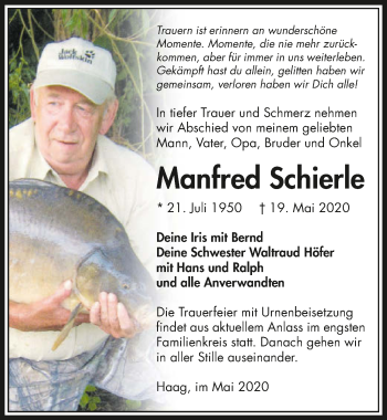 Traueranzeige von Manfred Schierle 
