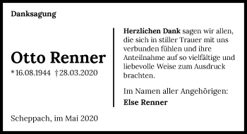 Traueranzeige von Otto Renner 