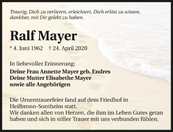 Traueranzeige von Ralf Mayer 