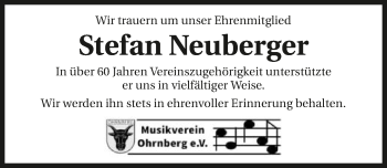 Traueranzeige von Stefan Neuberger 