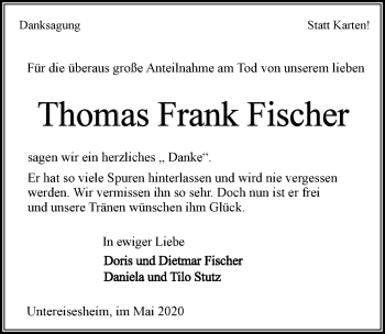 Traueranzeige von Thomas Frank Fischer