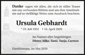 Traueranzeige von Ursula Gebhardt 