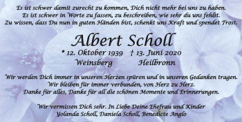 Traueranzeige von Albert Scholl 