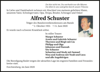 Traueranzeige von Alfred Schuster 