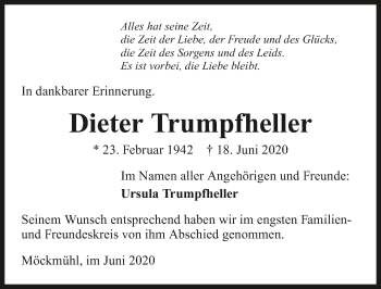 Traueranzeige von Dieter Trumpfheller 