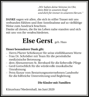 Traueranzeige von Else Gerst 