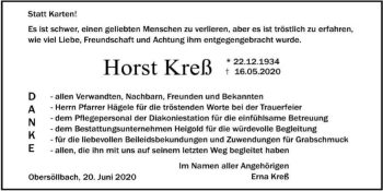 Traueranzeige von Horst Kreß 
