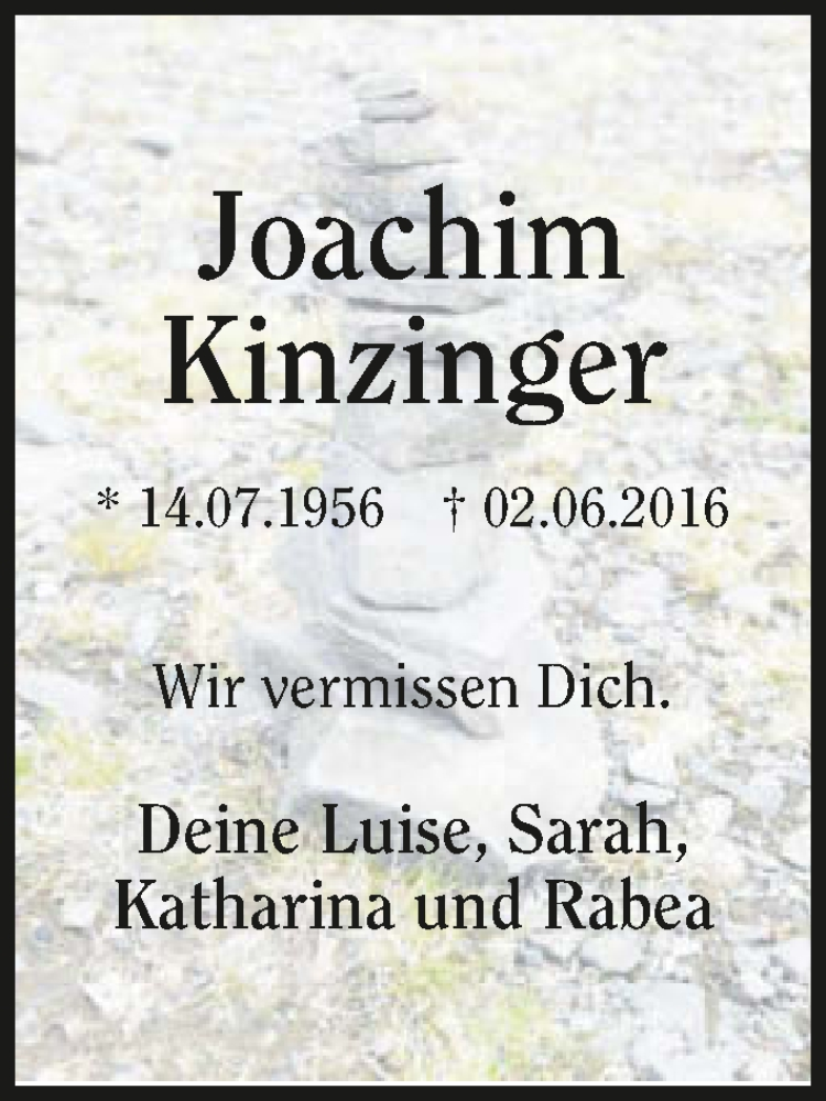  Traueranzeige für Joachim Kinzinger vom 02.06.2020 aus 